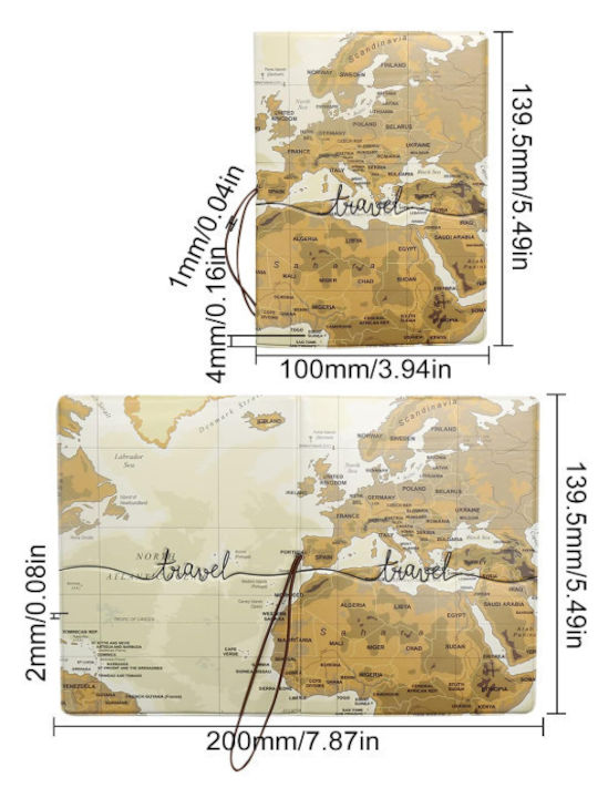 Goldenrod Passport Card Case Travel Map OEM Goldenrod Passport Card Case Travel Map OEM