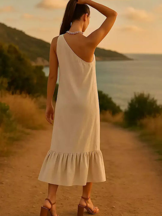 Summer Midi Dress Beige