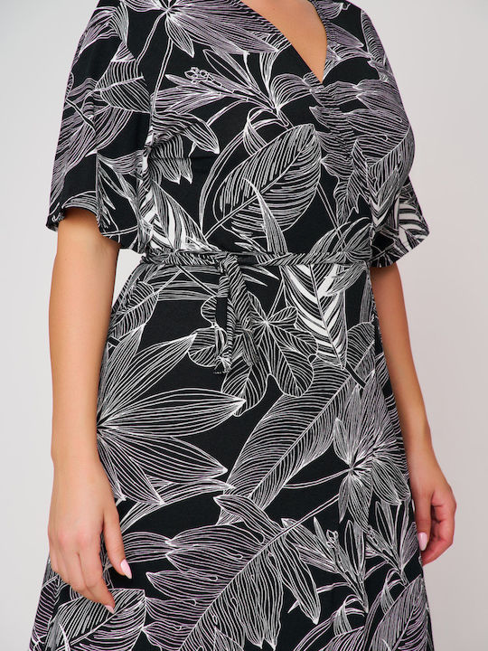 Summer Midi Wrap Black Dress