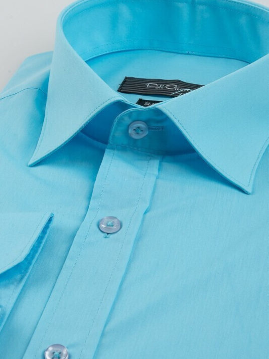Poligianni-domino Υποκάμισο Slim Fit 20502-31 Τυρκουαζ