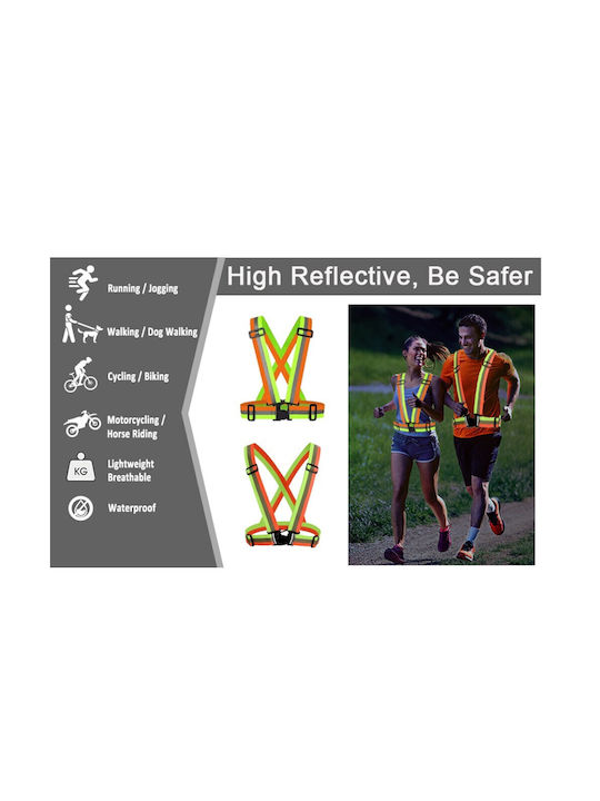 Unisex Fluorescent Elastic Suspenders Vest Reflective Stripes 1aut46