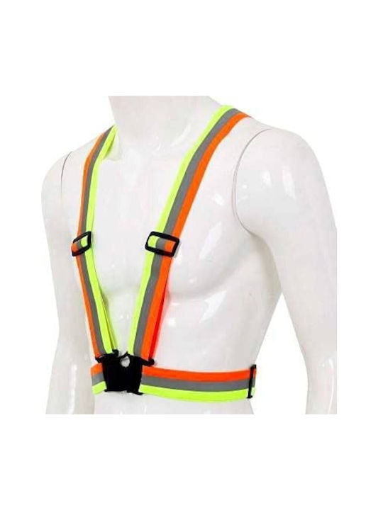 Unisex Fluorescent Elastic Suspenders Vest Reflective Stripes 1aut46