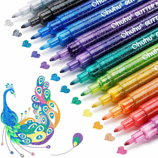 Ohuhu Markere Subțiri Cu Glitter Set 12 Culori