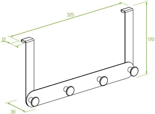 Laveo Άγκιστρο Μπάνιου 4 Θέσεων με Βίδες ​32.5x32.5cm Inox Γκρι