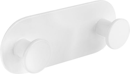 Laveo Άγκιστρο Μπάνιου Διπλό με Βίδες ​10.7x10.7cm Inox Λευκό
