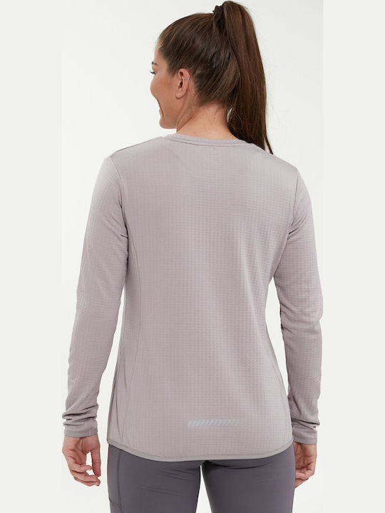 Endurance Bluza L S Leah Waffle Melange Fit Loose Culoare Gri Gull