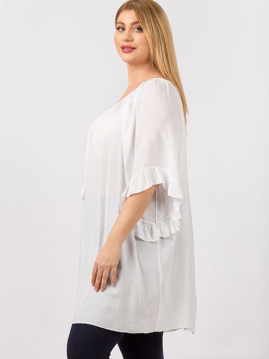 Μεγάλα Μεγέθη Τουνίκ Αέρινη Rosie Άσπρο Plus Size