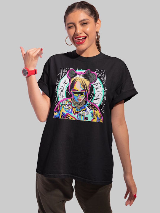 Billie Eilish Street Art T-shirt mit Apfelgrün