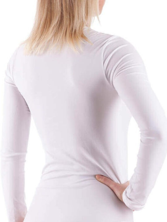 Diana 30046-2 Elastic T-Shirt Long Sleeve V-Neck White