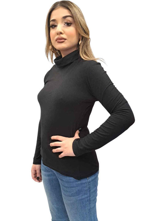 Cotton Turtleneck Top Miss Black