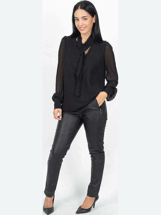 Lederhose mit Reißverschluss in den Taschen Schwarz