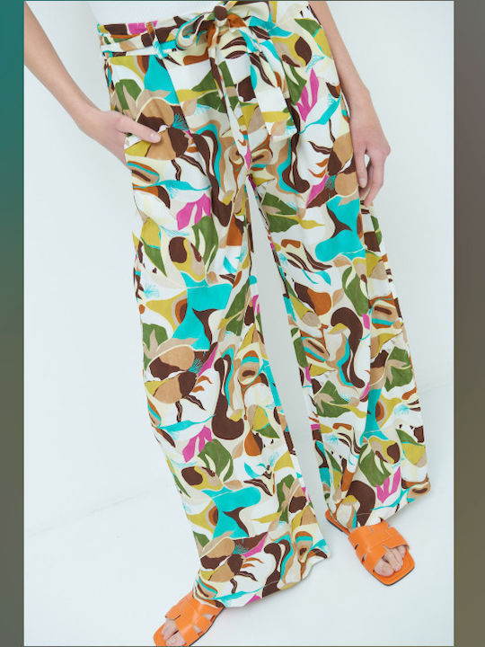 Pantaloni Dama Imprimeu Maro-albastru deschis