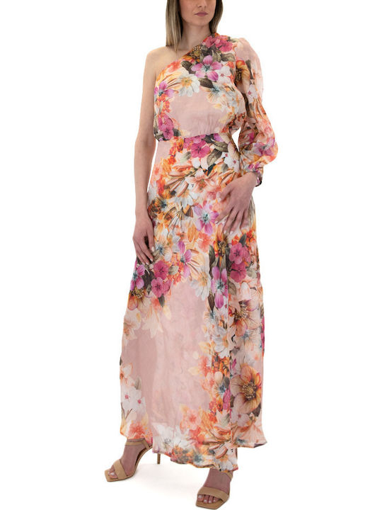 August Resortwear One Shoulder Maxi Dress Women August Μπεζ Ροζ Φουξια S23a5220-one-color