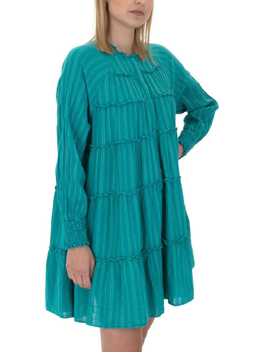 August Resortwear Longsleeve Mini Dress Women August Πρασινο S23a5160-emerald