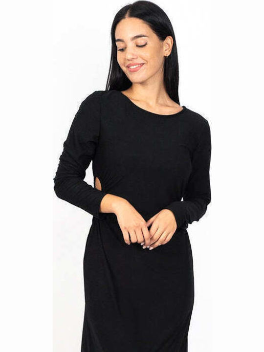 Maxi Kleid Mit Seitlichem Ausschnitt Schwarz