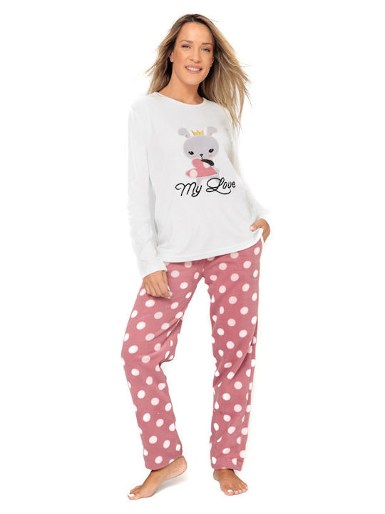 Damen-Pyjama-Set mit Nachthemd und Fleece 20207-1