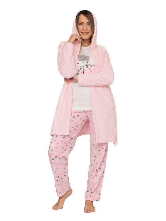Damen Schlafanzug & Pyjamas mit Fleece 20031 Rosa