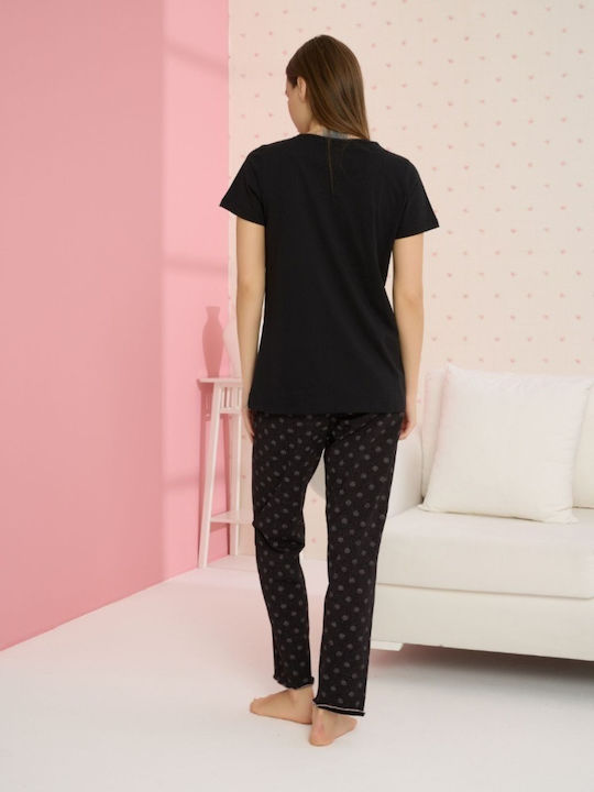 Pijamale Dama Misenza Christina Bumbac Negru