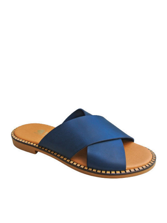 Blondie Anatomic Blue Slippers Flexible Sole Greek Made