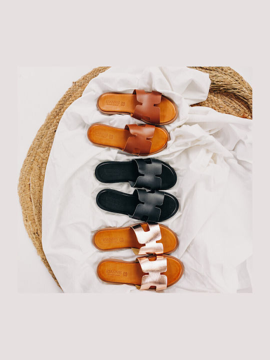 Black Leather Handmade Flat Sandal Design