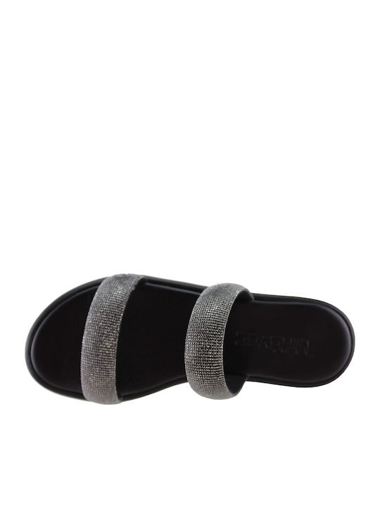 Milanos Flache Damen Sandalen Flatforms 1037 Schwarz