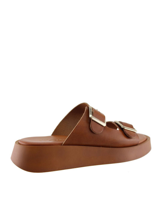 Milanos Flache Sandalen Für Damen Flatforms Leder 219 Tabak