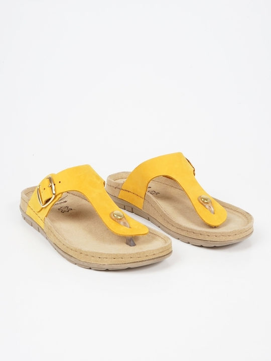Women's Leather Sandals Yellow 19221