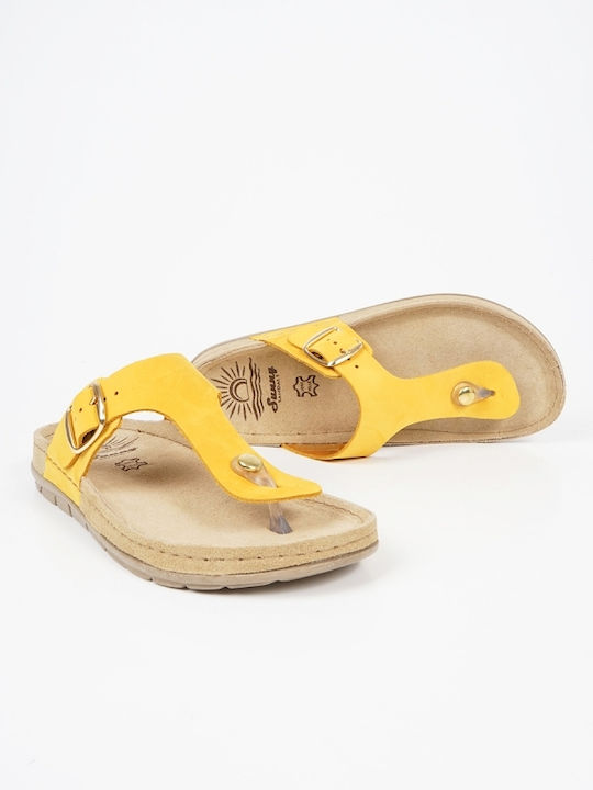 Women's Leather Sandals Yellow 19221