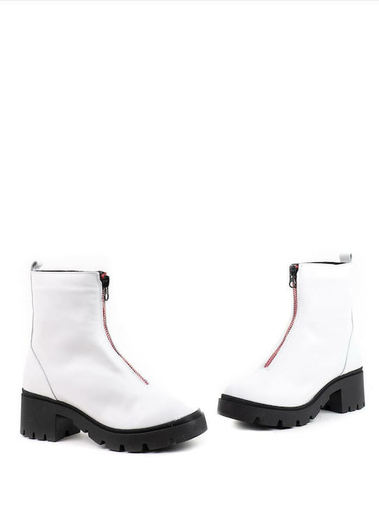 Women's Leather Ankle Boots Aeros 1-594-20517-29 White White