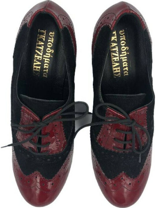 Gatzelis Shoes Oxford 18831 Black Suede Burgundy Patent Gatzelis Shoes