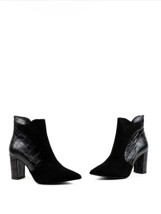 Stiefeletten Damen Leder Ankle Boots Zakro Collection S769-fw20-21 Schwarz Schwarz