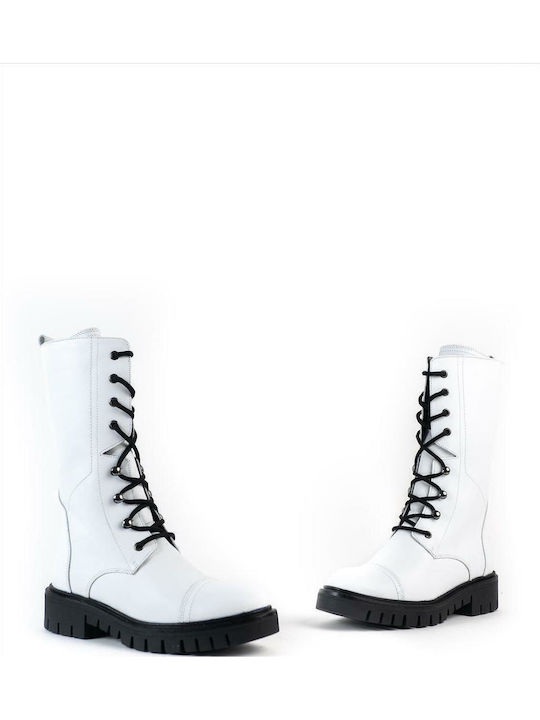 Ghete dama de piele Mia Firenze 4212 Nausica Alb