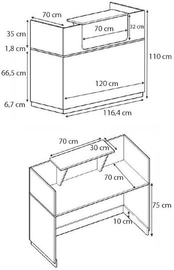 Megapap Lemmon Büroempfang mit Abmessungen L120xB70xH110cm