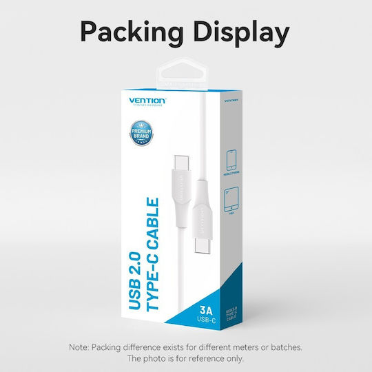 Vention USB 2.0 Kabel USB-C männlich - USB-C 60W Weiß 1m TAXWF