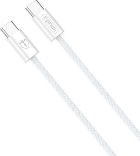 T-Phox Braided USB 2.0 Cable USB-C Male - USB-C 60W White 1m