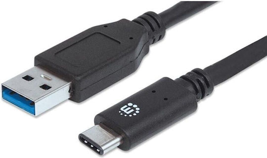 Manhattan USB 3.1 Кабел USB-C Мъжки - USB-A Черен 1м 216243