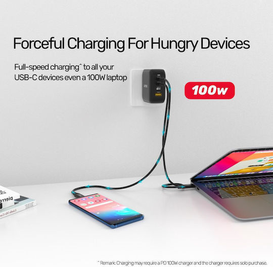 Unitek USB 4 Video Cable USB-C Male - USB-C PD Black 0.8m