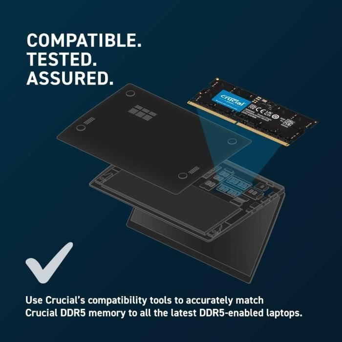 Crucial 16GB DDR5 RAM cu Viteză 4800 pentru Laptop (CT16G48C40S5