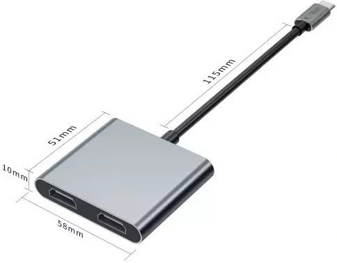 Tech-Protect Μετατροπέας USB-C male σε HDMI 2x female Γκρι 1τμχ