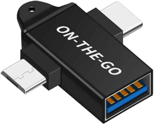 Techsuit Μετατροπέας USB-A female σε USB-C / micro USB male 1τμχ