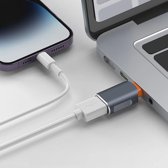 Techsuit Μετατροπέας USB-C male σε USB-A female Γκρι 1τμχ