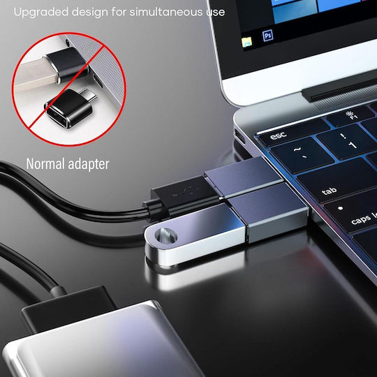 Techsuit Converter USB-C male to USB-A female Gray 1pcs