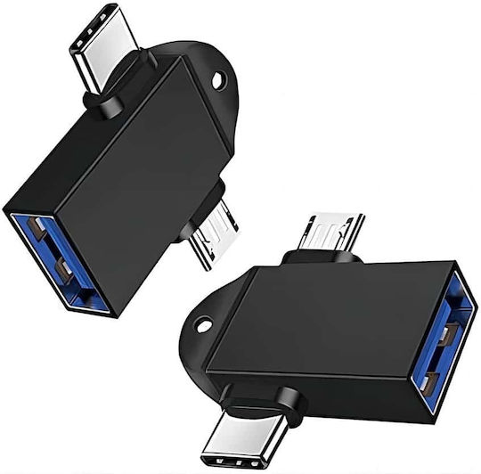 Techsuit Μετατροπέας USB-A female σε USB-C / micro USB male 1τμχ