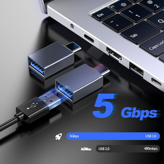 Techsuit Converter USB-C male to USB-A female Gray 1pcs