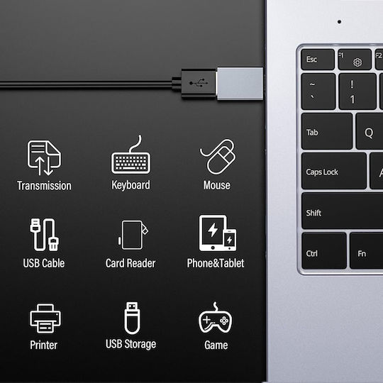 Techsuit Converter USB-C male to USB-A female Gray 1pcs