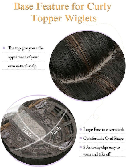 Topper Toupee De Păr Pentru Femei Cu Clip Suprafață Mare Culoare Castaniu Gri Cu Reflexii 18 Inch