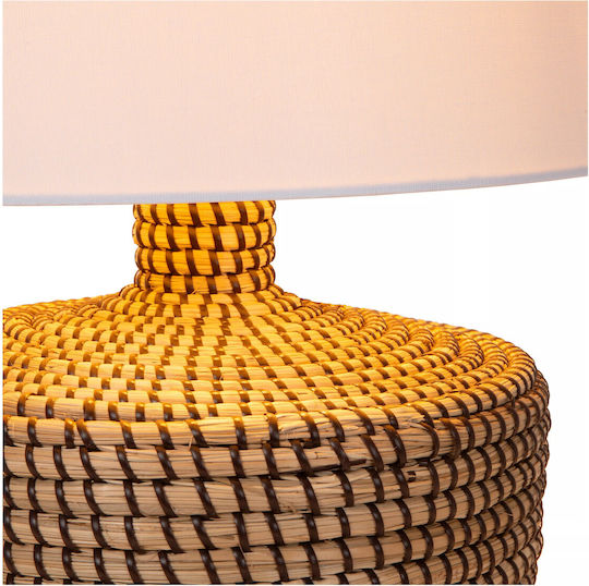 Lucide Lightning Holz Tischlampe für Fassung E27 mit Weiß Schirm und Basis