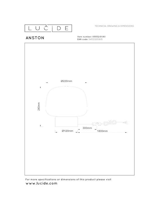 Lucide Lightning Πορτατίφ για Ντουί E14 με Λευκό Καπέλο και Μπεζ Βάση