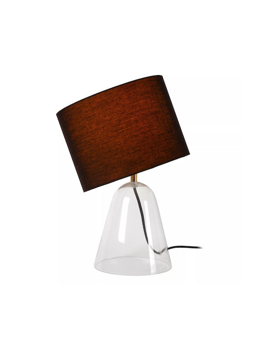 Lucide Lightning Campana Glass Table Lamp for Socket E27 with Brown Shade and Transparent Base
