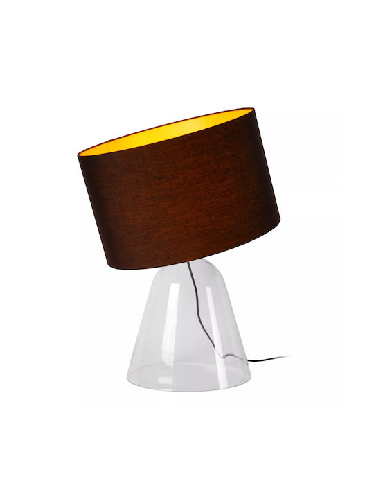 Lucide Lightning Campana Glass Table Lamp for Socket E27 with Brown Shade and Transparent Base